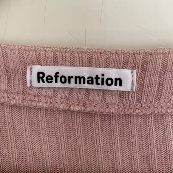 REFORMATION Gellar Knit button-up top, size XS, light pink - Picture 4 of 7